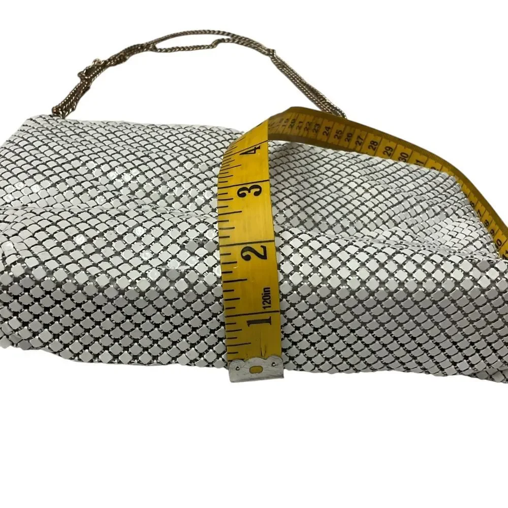 Vintage Whiting and Davis Metallic Metal Mesh Evening Bag Purse Gold Chain Strap